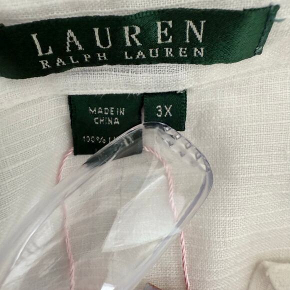 Lauren Ralph Lauren Women's 3X Button Front Linen Shirt Casual Coastal Chic - Picture 7 of 10